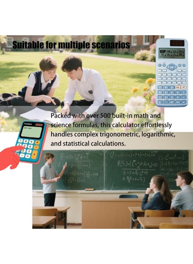 Scientific Calculator Multi-Function Calculator Scientific, 552 Functions, 10+2 Screen Displays - Ideal for Students and Teachers, Office, Blue - Image 3
